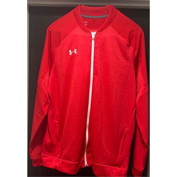 Under Armour Men's XL Red Windbreaker Jacket Full Zip Athletic Wear - Picture 1 of 3